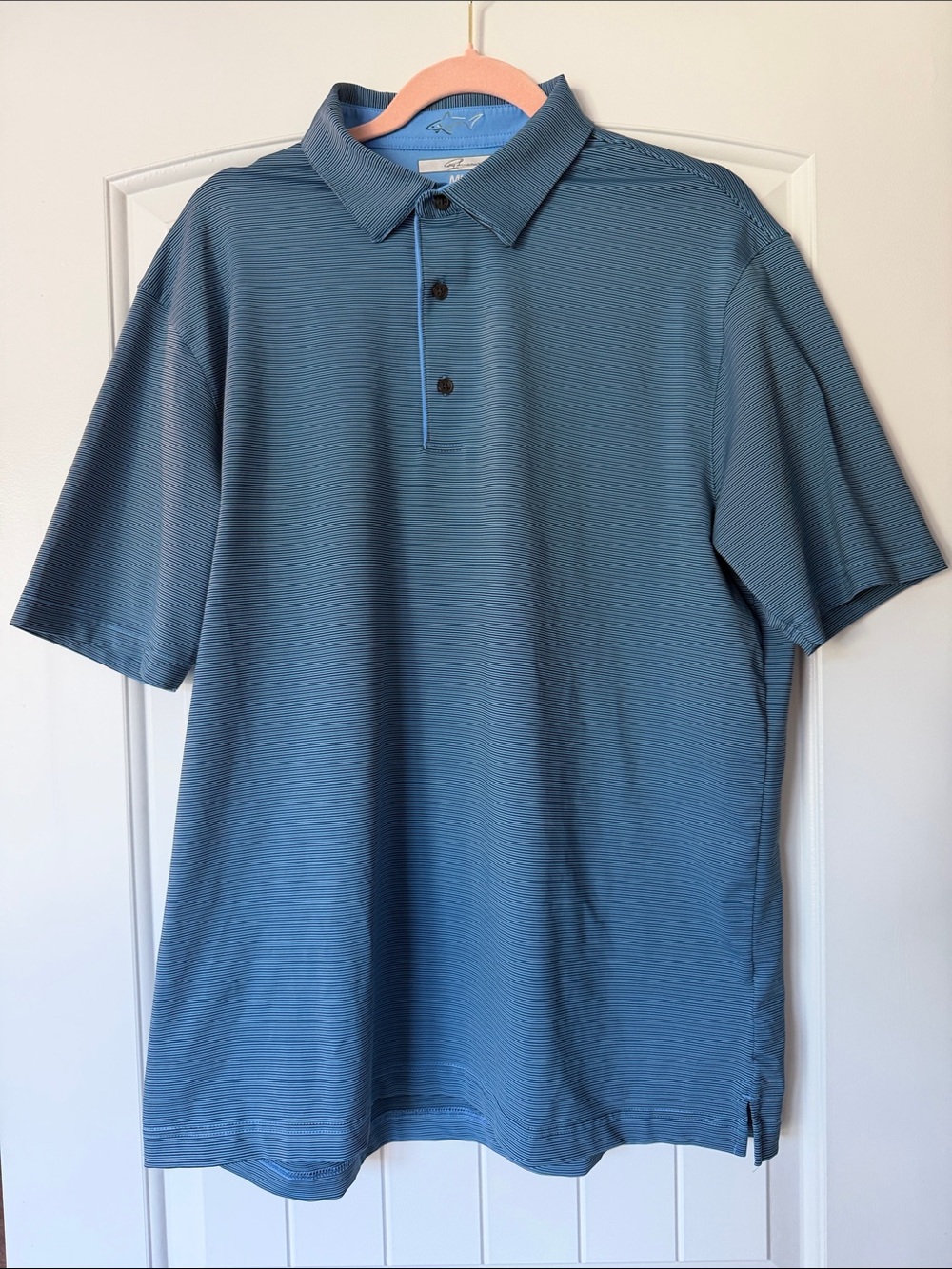 Greg Norman Collection Teal-Blue Microstripe Performance Polo ML75